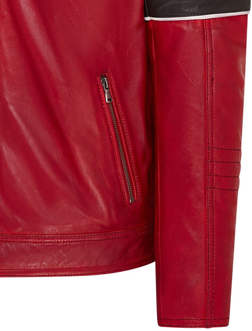 Mens Quilted Biker Leather Jacket Racing Jacket