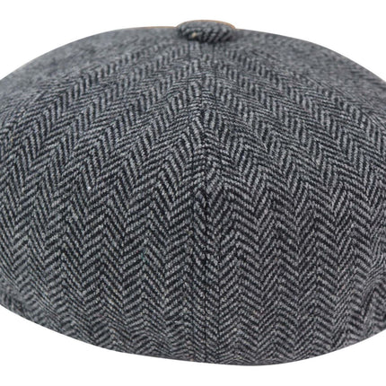 Mens Peaky Blinders Tweed Gatsby Flat Baker Hat With Razor Blade
