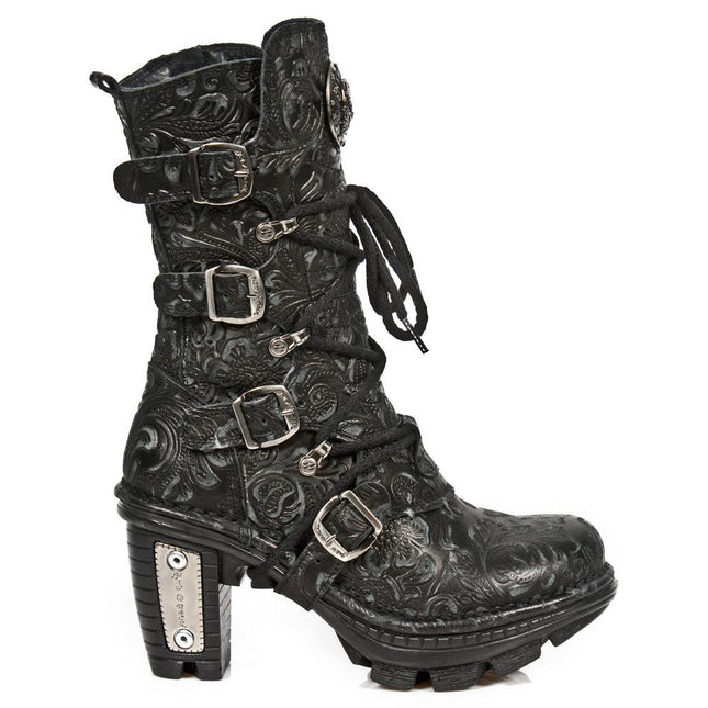 New Rock Ladies Floral Gothic Leather Boots- Neotr005-S25