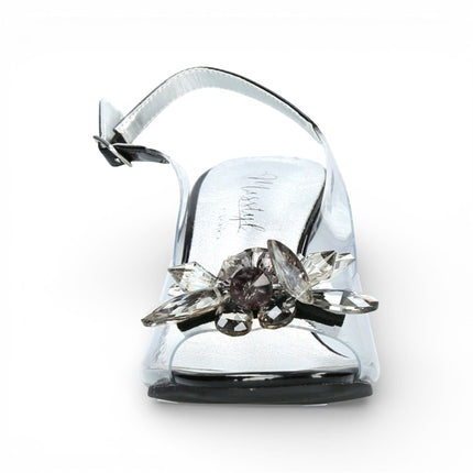 Laura Vita Women’s Mira 01 Clear Black Slip-On Cinderella Heel Sandals