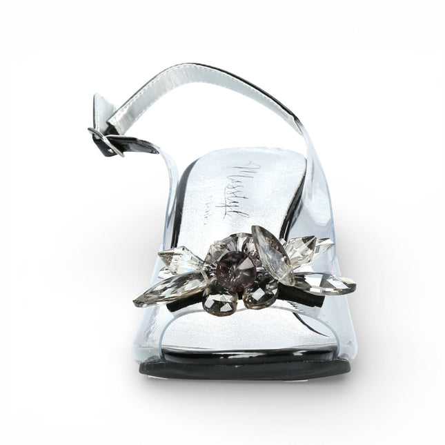 Laura Vita Women’s Mira 01 Clear Black Slip-On Cinderella Heel Sandals