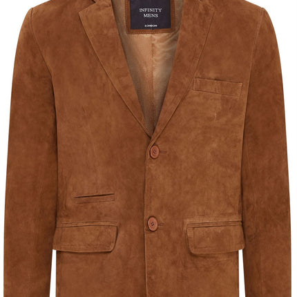 Mens Suede Blazer Jacket Soft Real Italian Leather Fitted Vintage Coat