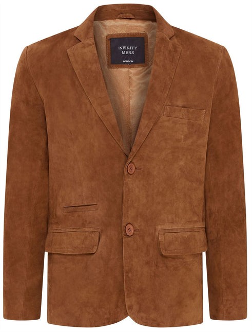 Mens Suede Blazer Jacket Soft Real Italian Leather Fitted Vintage Coat