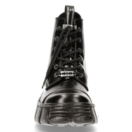 New Rock Leather Gothic Biker Ankle Boots- M-WALL005N-C6