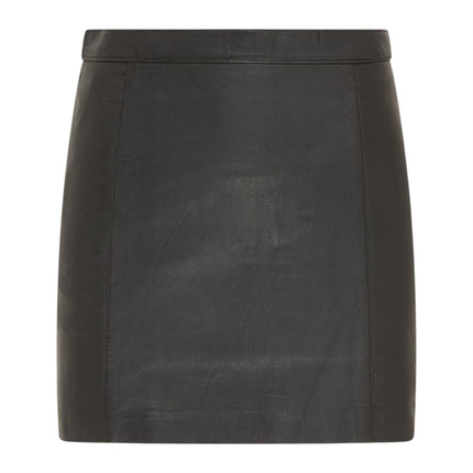 Women's Black Leather Biker Pencil Short Mini Skirt - Harper