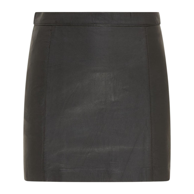 Women's Black Leather Biker Pencil Short Mini Skirt - Harper