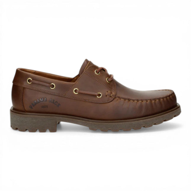 Panama Jack Boat C5 Men's Waterproof Bark Brown Leather Lace-Up Low-Cut Ankle Boots -