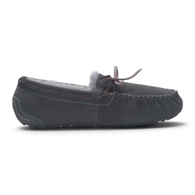 Women's Olive Green Genuine Sheepskin Moccasin Winter Slippers - Aspen