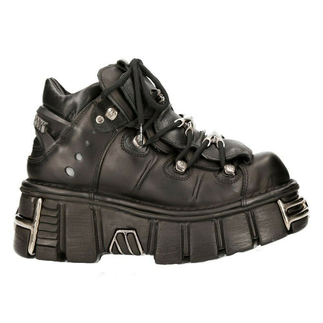 New Rock Black Gothic Ankle Boots - 106-S1