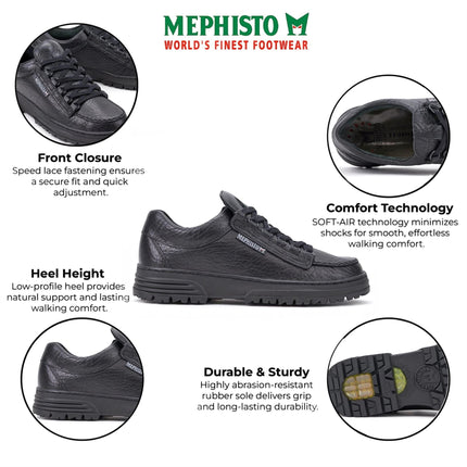 Mephisto Cruiser Men's Leather Black Walking Shoes - Mamouth 714