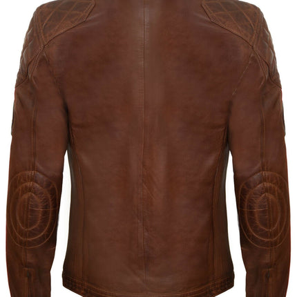 Men’s Classic Striped Racing Leather Jacket- Barcelona