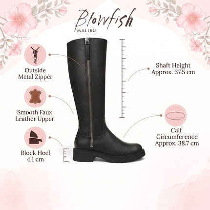 Blowfish Malibu Women's Black Faux Leather High Riding Boots - Venice Tall