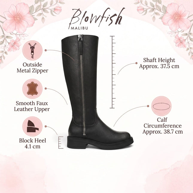 Blowfish Malibu Women's Black Faux Leather High Riding Boots - Venice Tall