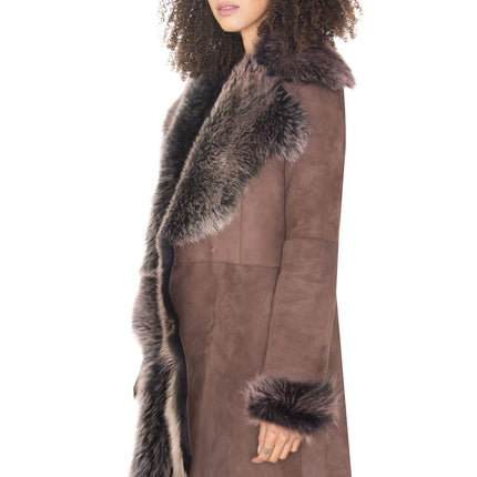 Womens Toscana Sheepskin Suede Trench Coat-Tbilisi