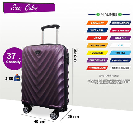 Strong Hard shell Suitcase 4 Wheel ABS Lightweight Cabin Luggage