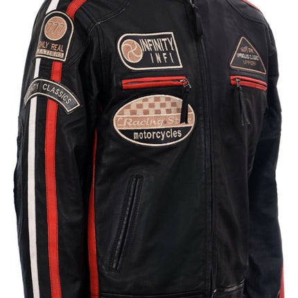 Mens Racing Leather Biker Jacket-Portland