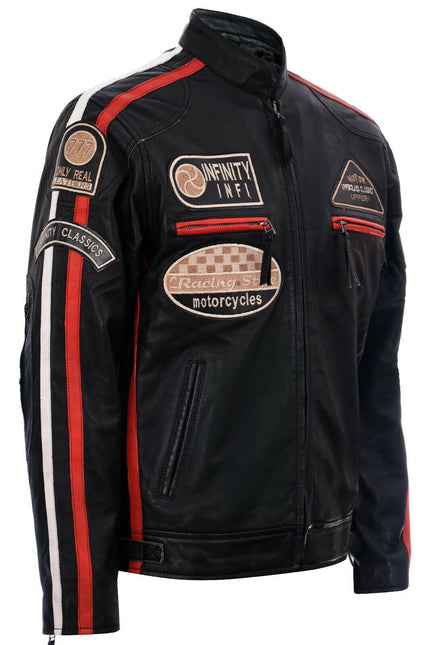 Mens Racing Leather Biker Jacket-Portland