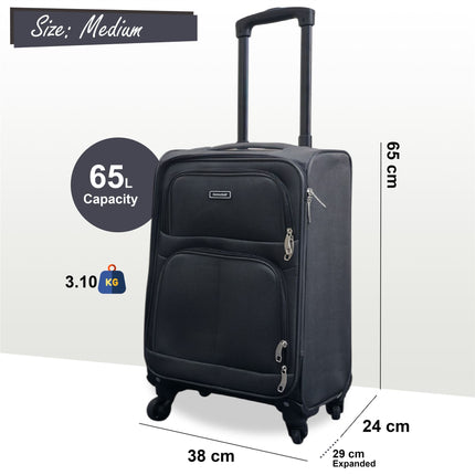 Expandable Soft Shell 4 Wheel Luggage Travel Cabin Suitcase Set Holiday Bags