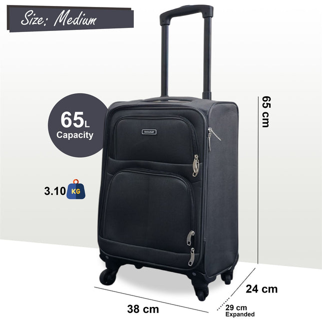 Expandable Soft Shell 4 Wheel Luggage Travel Cabin Suitcase Set Holiday Bags