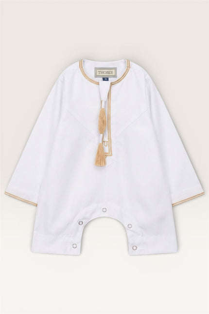 Baby Boys Ramadan White Moroccan Thobe Robe Emirati Eid Jubba- B-TT003