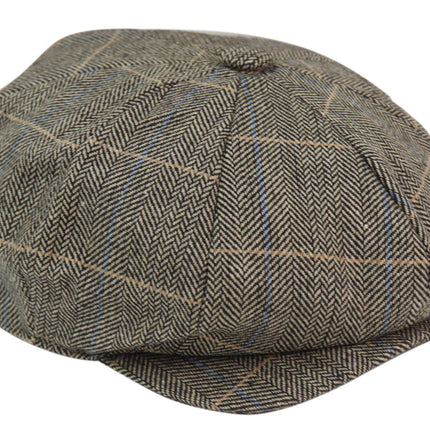 Mens Peaky Blinders Herringbone Newsboy Gatsby Flat Baker Hat