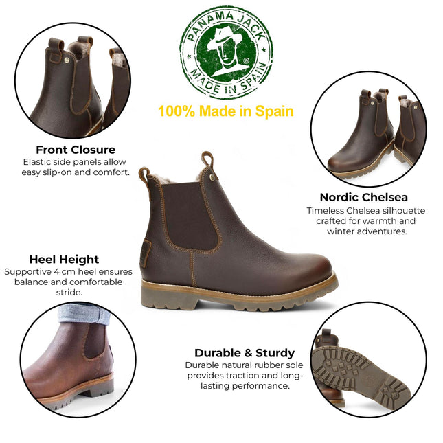 Panama Jack Men's Beny Igloo C2 Chestnut Waterproof Leather Chelsea Boots