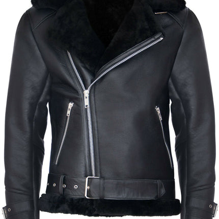 Mens Sheepskin Leather Biker Jacket-Edmonton