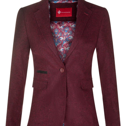 Womens 1920s  Wine Wool Classic Vintage Retro Blazer
