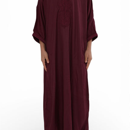 Kid's Boys Red Moroccan Thobe Jubba Robe Eid Djellaba Gandoura - K-HM62