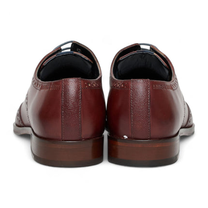 Antique Rogue Men's Burgundy Leather Oxford Derby Brogue - Luca