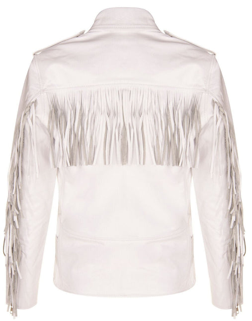 Mens Fringe Hide Leather Biker Jacket- Tokyo