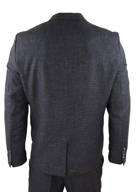 Men's 3 Piece Black Herringbone Tweed Suit