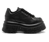 Windsorsmith Womens Black Chunky Leather Platform Trainers Sneakers - Swerve
