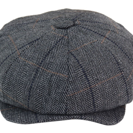 Mens Peaky Blinders Herringbone Newsboy Gatsby Flat Baker Hat