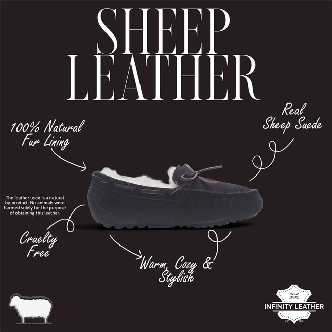 Women's Brown Genuine Sheepskin Moccasin Winter Slippers - Aspen