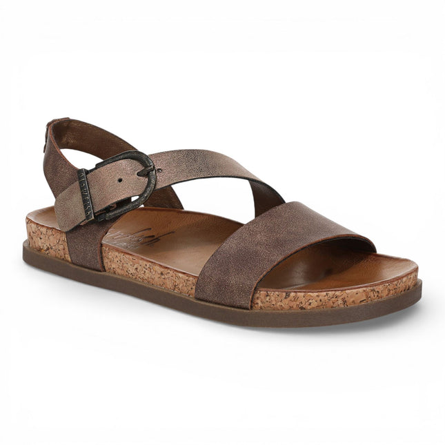 Blowfish Malibu Women's Brown Silver Footbed Strappy Flat Sandals - Lance