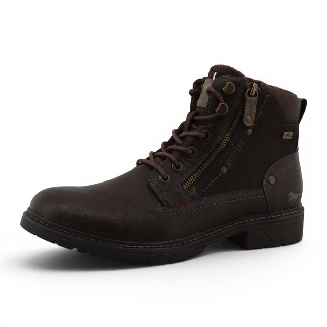 Mustang Men's Dark Brown Faux Leather Winter Lace-Up Ankle Boots - M0031006