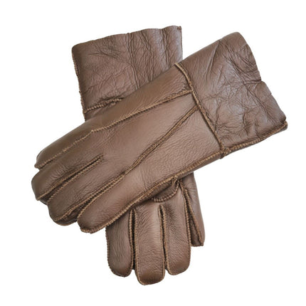 Infinity Leather Unisex Brown Sheepskin Leather Gloves with Roll Up/Down Cuff