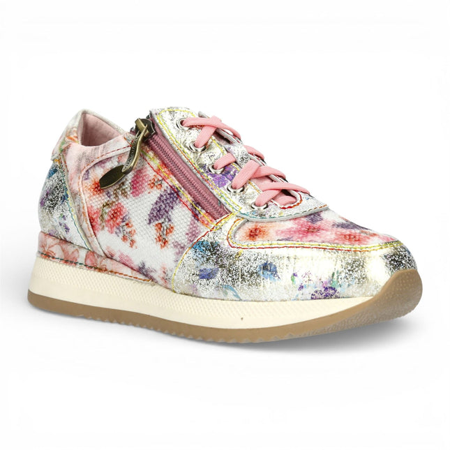 Laura Vita Women's Gycmo 58 Rose Pink Floral Leather Trainers Sneaker Shoes