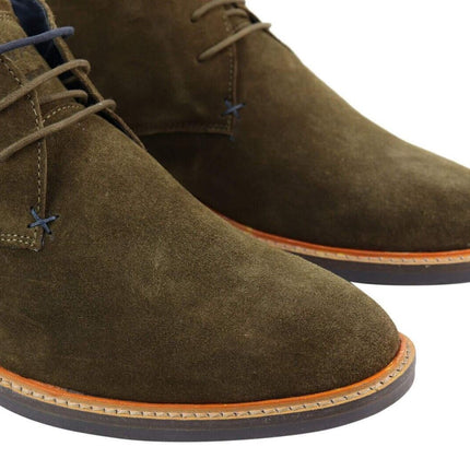 Mens Khaki Suede Lace Up Chukka Boots