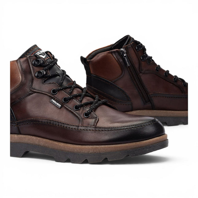 Pikolinos Men's Dark Brown Leather Lace-Up Ankle Boots - Vigo