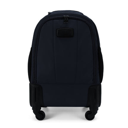 19" Black Wheeled Laptop Backpack Premium PU 4 Wheel Trolley Rucksack