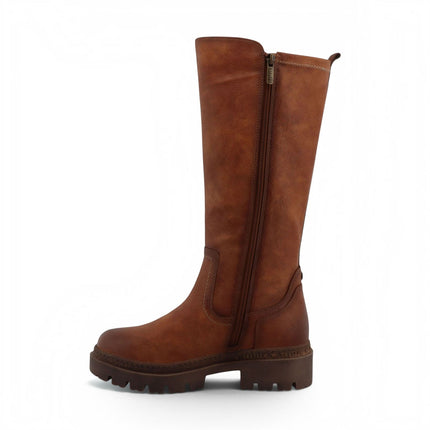 Mustang Women's Cognac Brown Knee High Chunky Long Winter Boots - M0062001