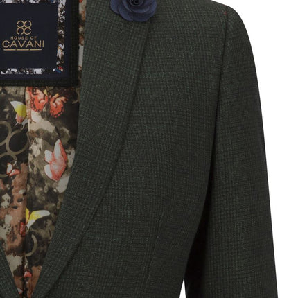 Women's Tweed Green Check Blazer Wool Classic Jacket