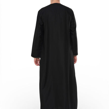 Men's Ramadan Black Moroccan Jubba Robe Djellaba Eid Thobe - TT-007
