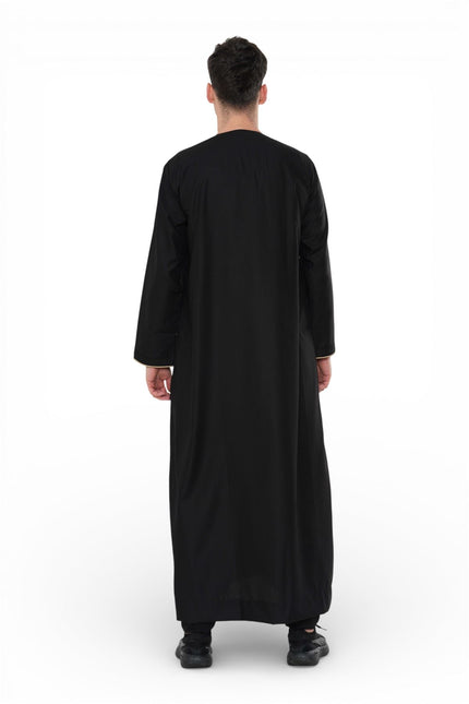 Men's Ramadan Black Moroccan Jubba Robe Djellaba Eid Thobe - TT-007
