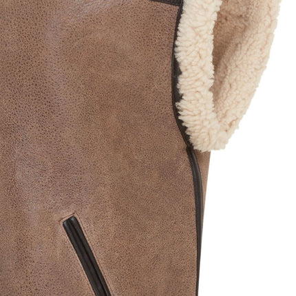 Womens Brown Aviator Shearling Sheepskin Leather Gilet Waistcoat