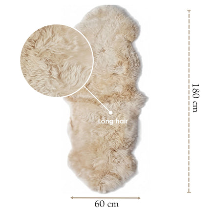 Genuine Sheepskin Cream Double Natural Fluffy Silky Soft Real Wool Rug