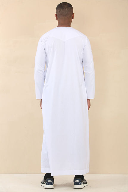 Men's Omani Eid White Thobe  Saudi Emirati Jubba Robe