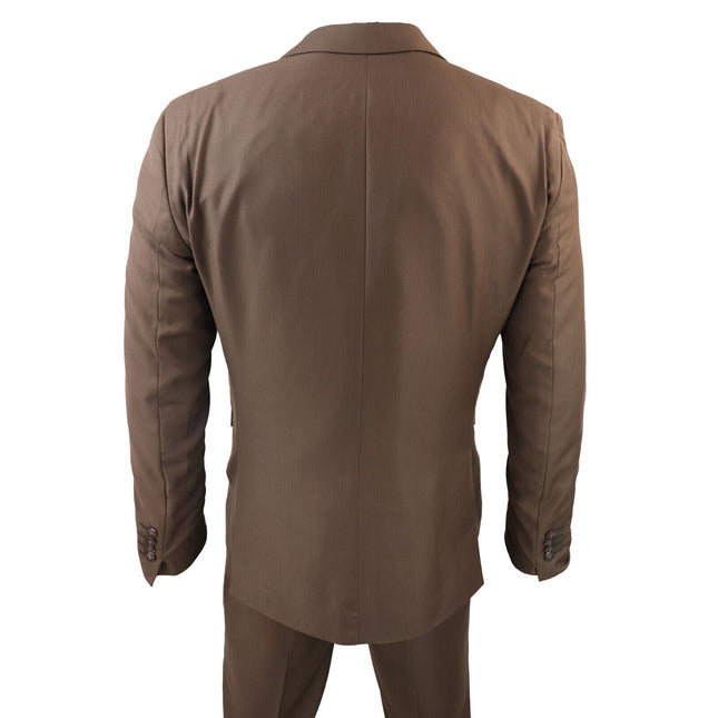 Mens IM1 Classic Plain Brown 3 Piece Suit